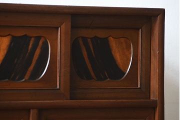 アンティーク家具　古民具・骨董　黒柿材と栃の木材の高級茶箪笥
