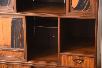 アンティーク家具　古民具・骨董　黒柿材と栃の木材の高級茶箪笥