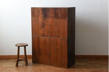 アンティーク家具　古民具・骨董　黒柿材と栃の木材の高級茶箪笥