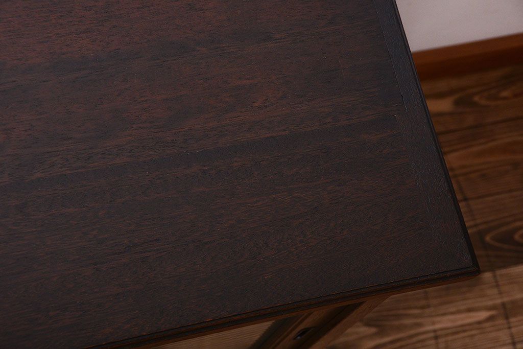 アンティーク家具　和製アンティーク　引き出し付き!モールガラス引き戸のカウンター収納棚