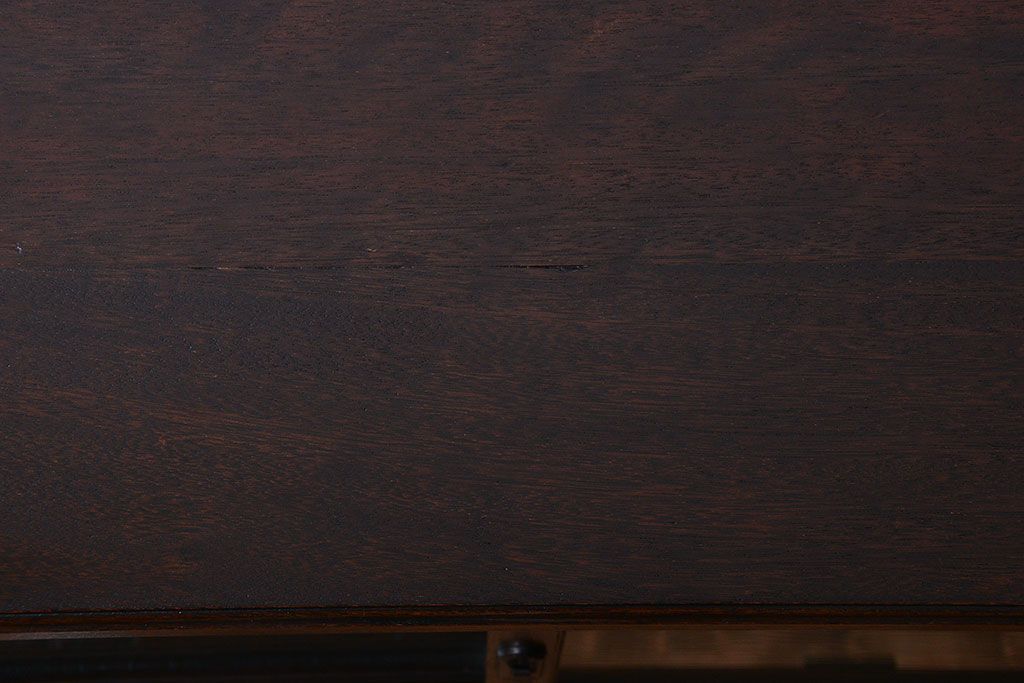 アンティーク家具　和製アンティーク　引き出し付き!モールガラス引き戸のカウンター収納棚