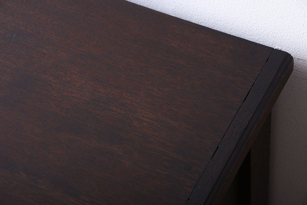 アンティーク家具　和製アンティーク　引き出し付き!モールガラス引き戸のカウンター収納棚