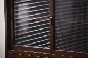 アンティーク家具　和製アンティーク　引き出し付き!モールガラス引き戸のカウンター収納棚