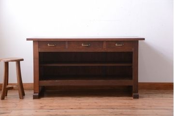 アンティーク家具　和製アンティーク　骨太で重厚な古い木製の作業台(カウンターテーブル)(1)