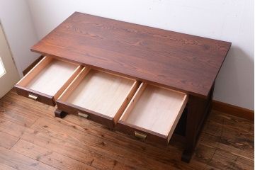 アンティーク家具　和製アンティーク　骨太で重厚な古い木製の作業台(カウンターテーブル)(1)
