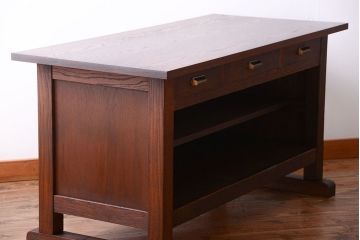 アンティーク家具　和製アンティーク　骨太で重厚な古い木製の作業台(カウンターテーブル)(1)