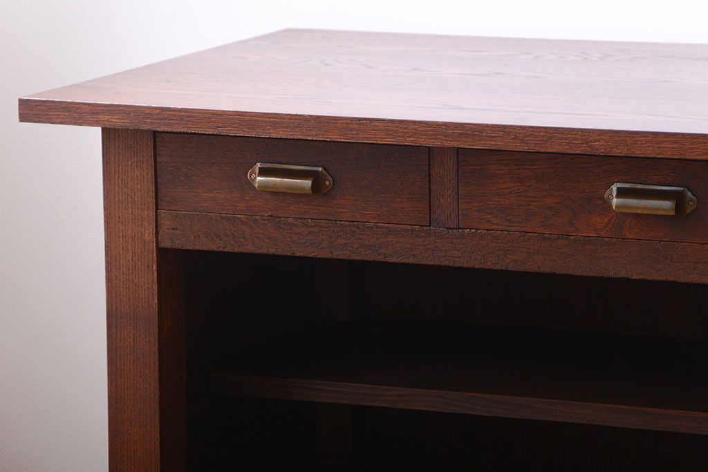 アンティーク家具　和製アンティーク　骨太で重厚な古い木製の作業台(カウンターテーブル)(1)