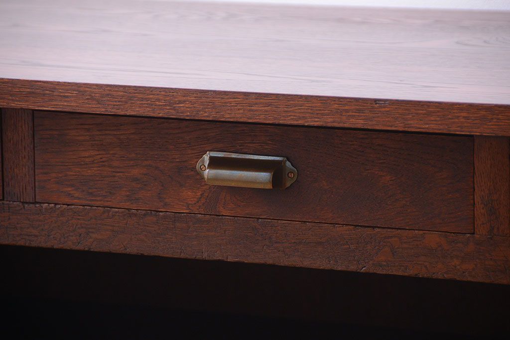 アンティーク家具　和製アンティーク　骨太で重厚な古い木製の作業台(カウンターテーブル)(1)