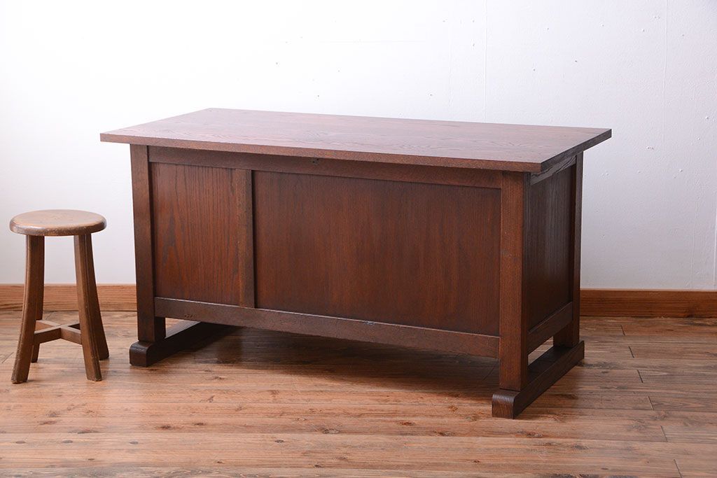 アンティーク家具　和製アンティーク　骨太で重厚な古い木製の作業台(カウンターテーブル)(1)