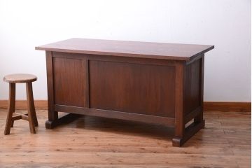 アンティーク家具　和製アンティーク　骨太で重厚な古い木製の作業台(カウンターテーブル)(1)