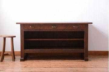 アンティーク家具　和製アンティーク　骨太で重厚な古い木製の作業台(カウンターテーブル)(2)