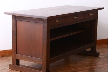 アンティーク家具　和製アンティーク　骨太で重厚な古い木製の作業台(カウンターテーブル)(2)