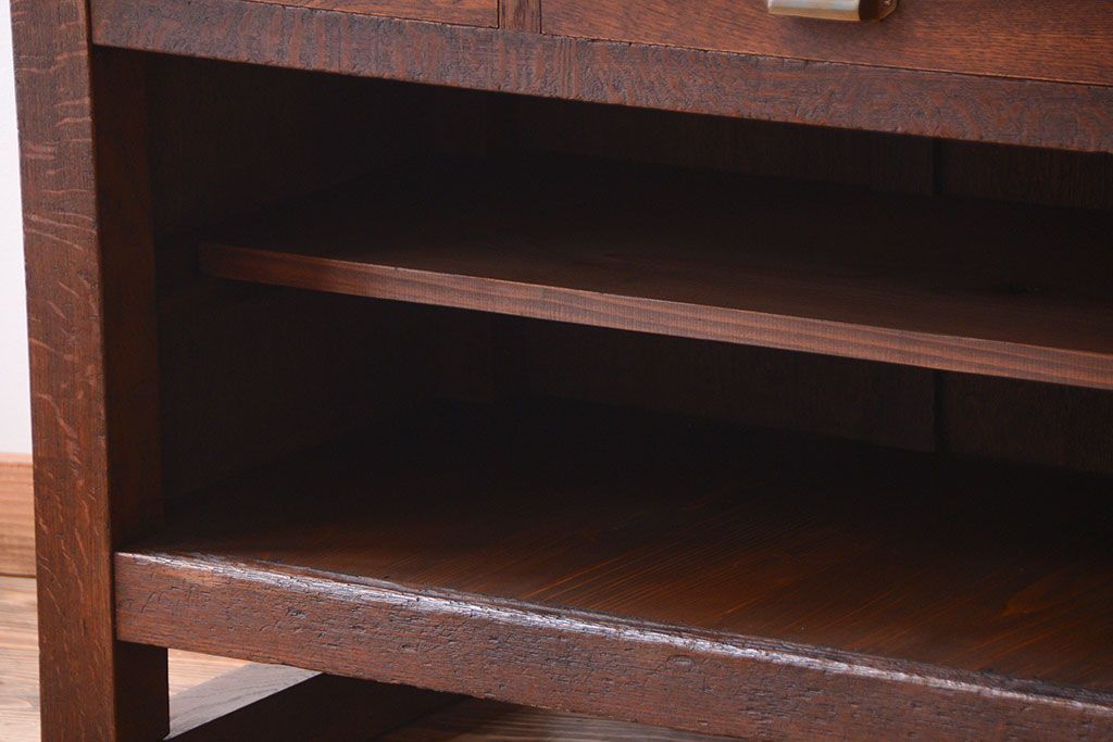 アンティーク家具　和製アンティーク　骨太で重厚な古い木製の作業台(カウンターテーブル)(2)