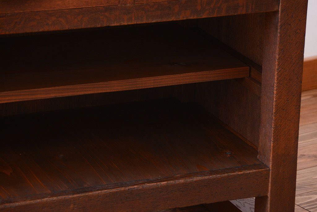 アンティーク家具　和製アンティーク　骨太で重厚な古い木製の作業台(カウンターテーブル)(2)