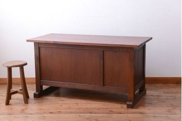 アンティーク家具　和製アンティーク　骨太で重厚な古い木製の作業台(カウンターテーブル)(2)