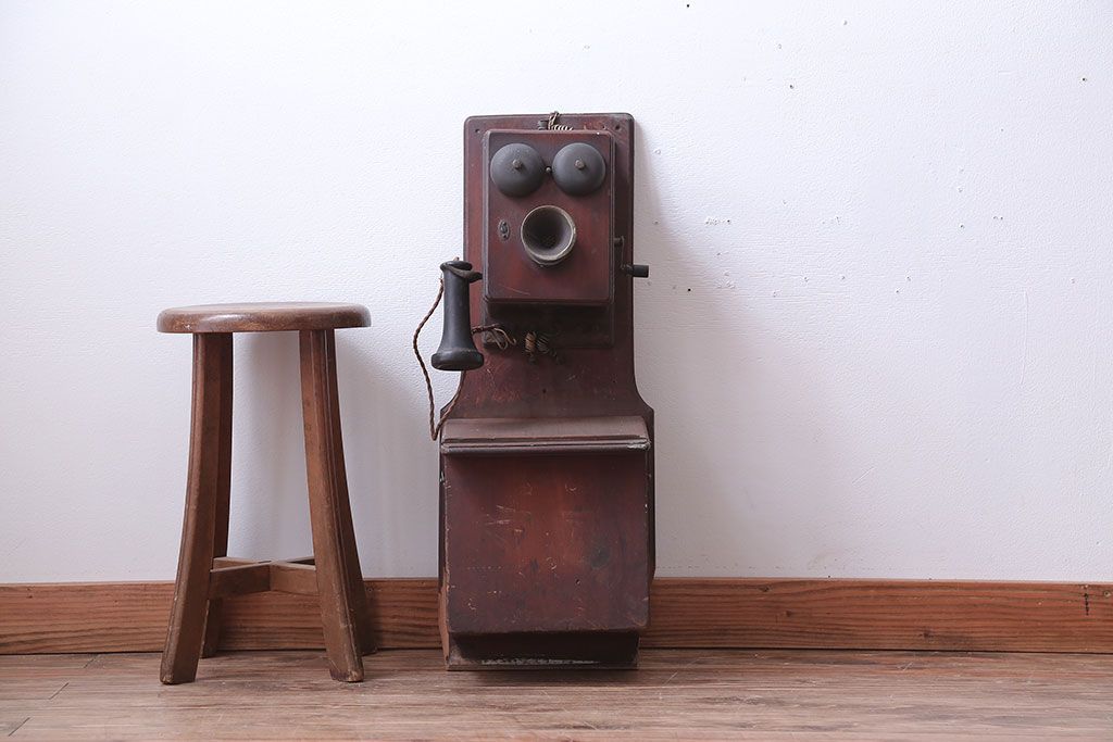 アンティーク雑貨　大正〜昭和初期　古いデルビル磁石式電話機