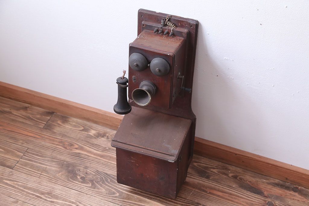 アンティーク雑貨　大正〜昭和初期　古いデルビル磁石式電話機
