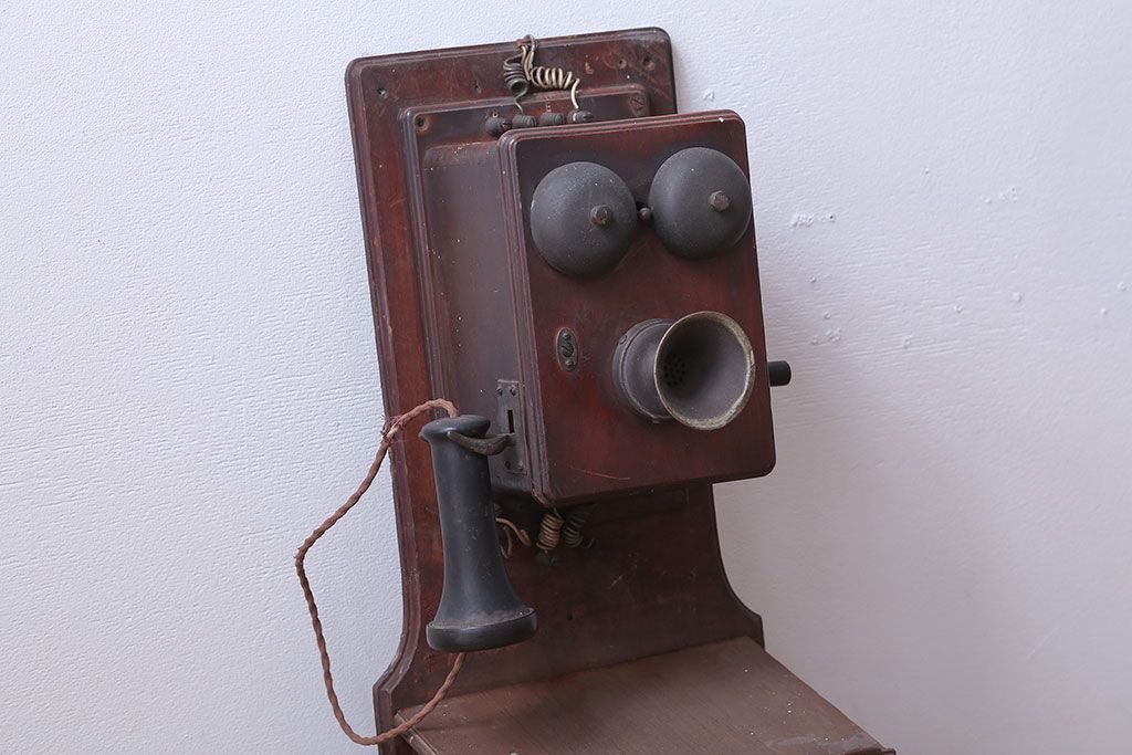 アンティーク雑貨　大正〜昭和初期　古いデルビル磁石式電話機