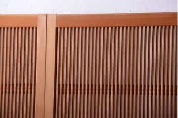 古民具・骨董　ガラス入り!障子付き木味格子戸4枚セット