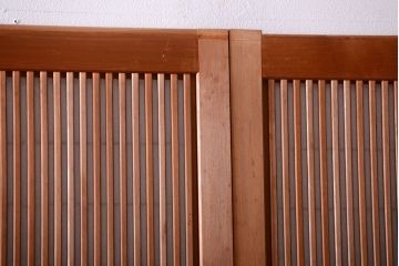 古民具・骨董　ガラス入り!障子付き木味格子戸4枚セット