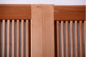 古民具・骨董　ガラス入り!障子付き木味格子戸4枚セット