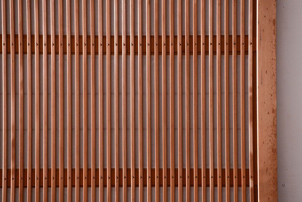 古民具・骨董　ガラス入り!障子付き木味格子戸4枚セット