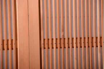 古民具・骨董　ガラス入り!障子付き木味格子戸4枚セット