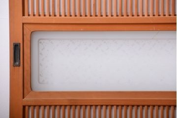 古民具・骨董　ガラス入り!障子付き木味格子戸4枚セット