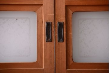 古民具・骨董　ガラス入り!障子付き木味格子戸4枚セット