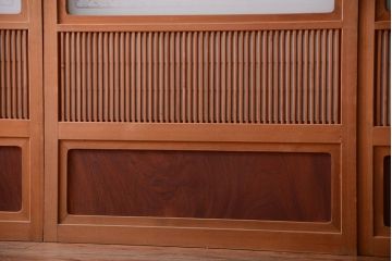 古民具・骨董　ガラス入り!障子付き木味格子戸4枚セット