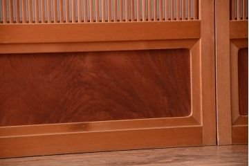 古民具・骨董　ガラス入り!障子付き木味格子戸4枚セット