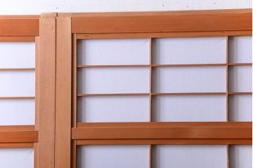 古民具・骨董　ガラス入り!障子付き木味格子戸4枚セット