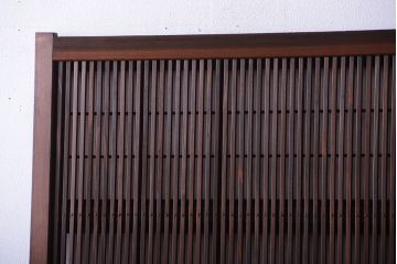 古民具・骨董　裏障子付き!ダイヤガラス入り格子戸2枚セット