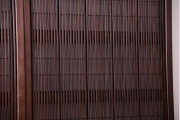 古民具・骨董　裏障子付き!ダイヤガラス入り格子戸2枚セット