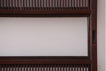 古民具・骨董　裏障子付き!ダイヤガラス入り格子戸2枚セット