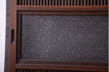 古民具・骨董　裏障子付き!ダイヤガラス入り格子戸2枚セット