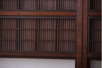 古民具・骨董　裏障子付き!ダイヤガラス入り格子戸2枚セット