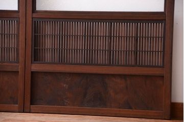 古民具・骨董　裏障子付き!ダイヤガラス入り格子戸2枚セット
