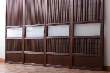 古民具・骨董　裏障子付き!幅の狭いアンティーク格子戸4枚セット