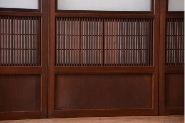 古民具・骨董　裏障子付き!幅の狭いアンティーク格子戸4枚セット