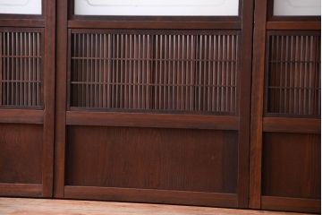 古民具・骨董　裏障子付き!幅の狭いアンティーク格子戸4枚セット