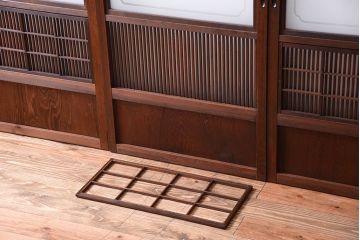 古民具・骨董　裏障子付き!幅の狭いアンティーク格子戸4枚セット