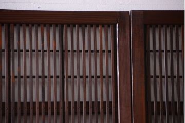 古民具・骨董　裏障子付き!銀モールガラス入り格子戸4枚セット