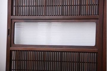 古民具・骨董　裏障子付き!銀モールガラス入り格子戸4枚セット