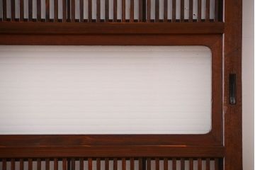 古民具・骨董　裏障子付き!銀モールガラス入り格子戸4枚セット