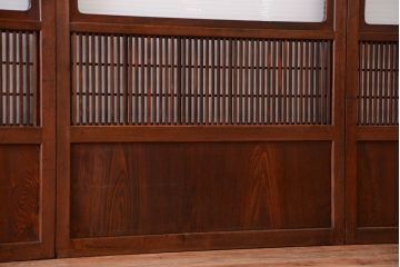 古民具・骨董　裏障子付き!銀モールガラス入り格子戸4枚セット