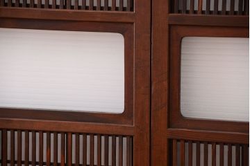 古民具・骨董　裏障子付き!銀モールガラス入り格子戸4枚セット