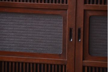 古民具・骨董　裏障子付き!銀モールガラス入り格子戸4枚セット