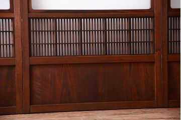 古民具・骨董　裏障子付き!銀モールガラス入り格子戸4枚セット