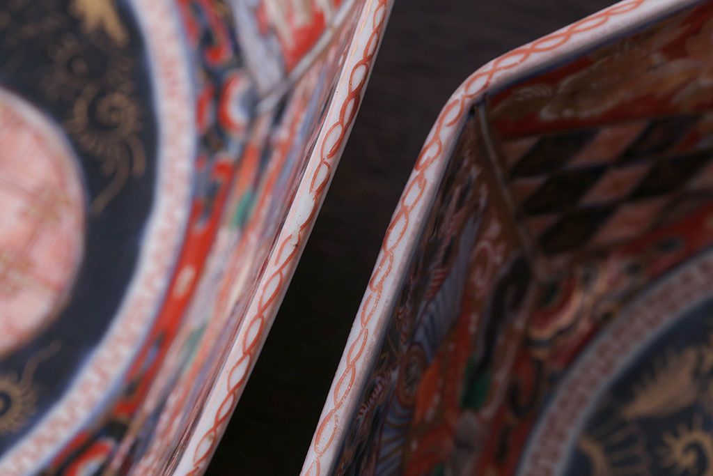 アンティーク雑貨　幕末〜明治　伊万里錦手大鉢2点(二重高台)